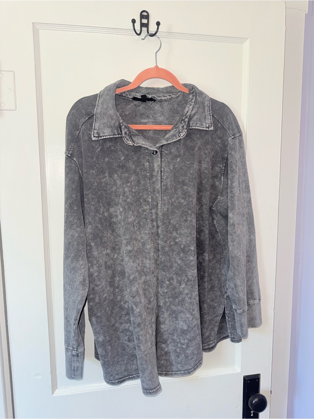 Jane and Delancey Washed Charcoal Button-Up Shirt Jacket